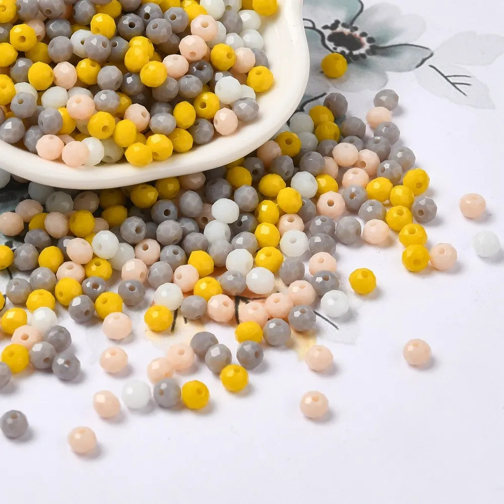 about 60g Faceted Glass Beads 4mm 6mm Rondelle Spacer Loose Beads for Earring Bracelet Necklace Jewelry DIY Craft Making