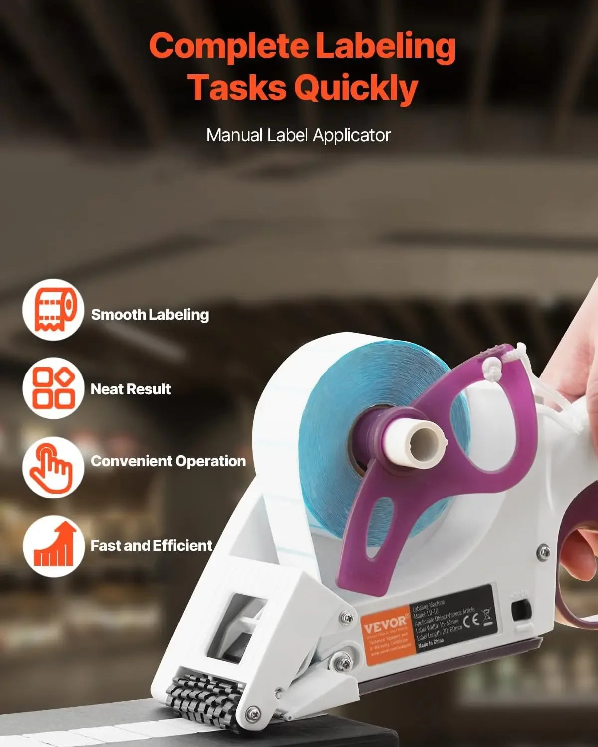Manual Label Applicator , Portable Handheld Labeling Machine Supports 0.59-2.17" Label Width