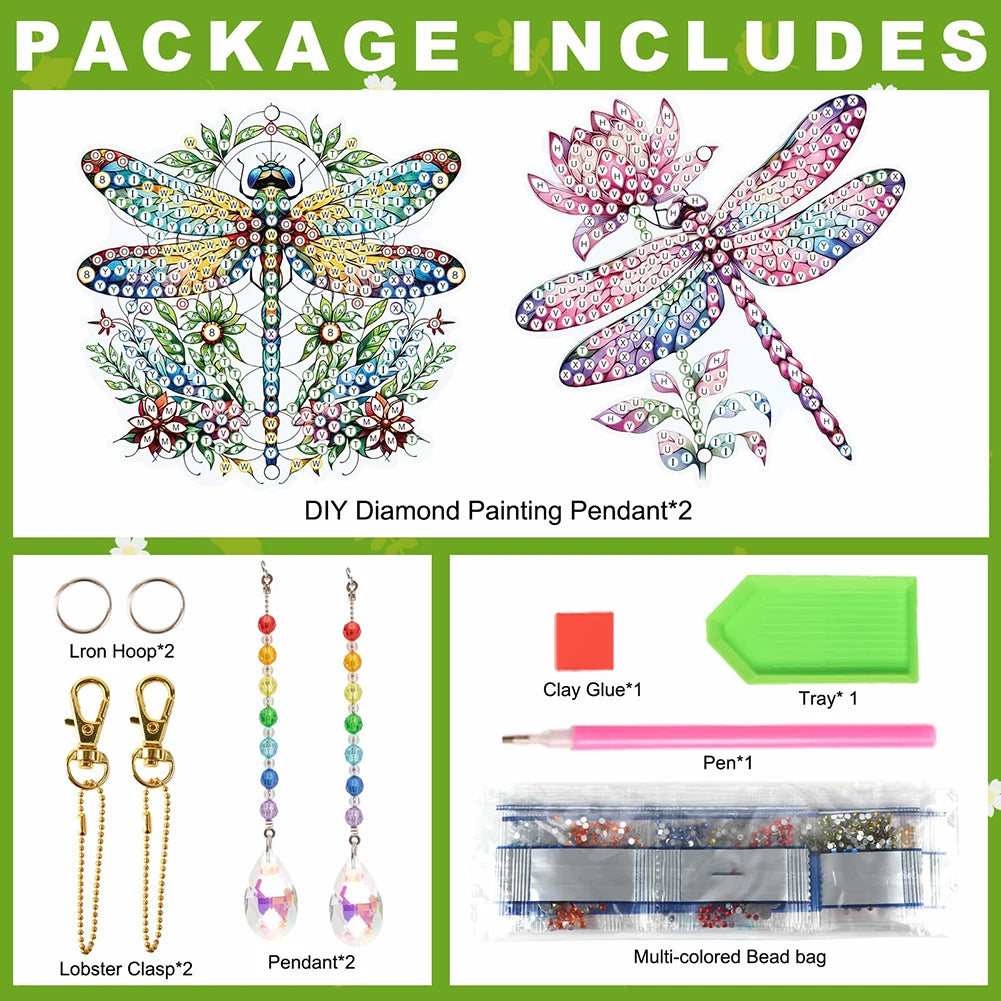 2Pcs Diamond Art Painting Hanging Suncatchers Ornament Diamond Painting Hanging Decor for Home Decor & Gift