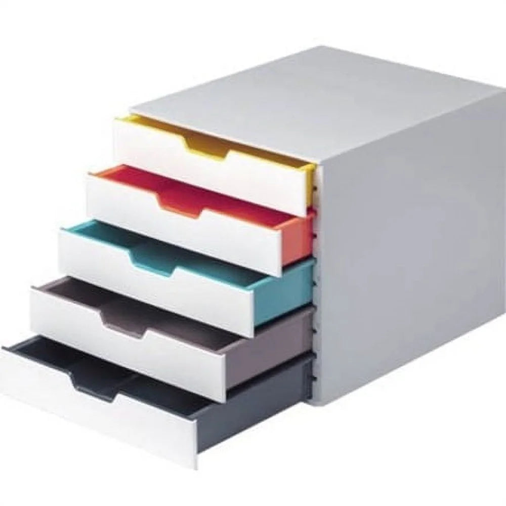 5 Drawer Desktop Storage Box Stackable Organizer with Transparent Labeling Durable Plastic Skid-Proof Feet Office Craft Supplies