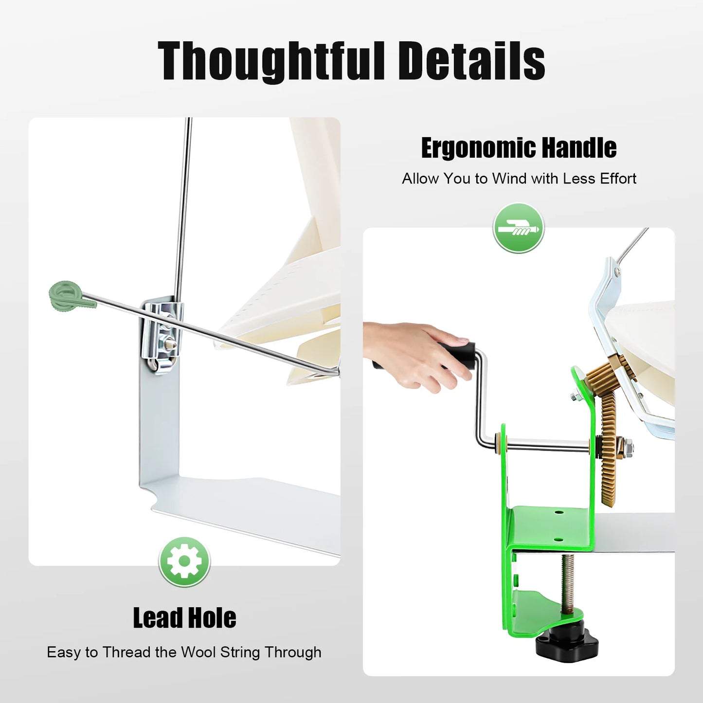 Large Capacity Yarn Winder, Hand Operated Yarn Baller, Metal Yarn Ball Winder,Fiber/Wool/String Ball Winder, for Crocheting