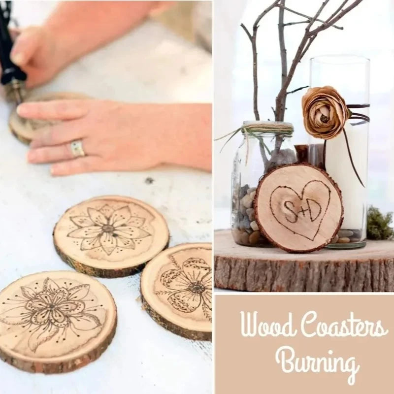 3-16CM/1-10pcsThick Natural Pine Round Unfinished Wood Slices Circles With Tree Bark Log Discs DIY Crafts Wedding Party Painting