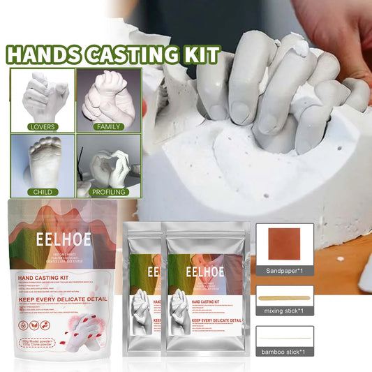 3D Hands Casting Kit DIY Hand Mold Kit with Bucket Powder Sandpaper Stick Preserve Memories Sculpture for Couples Families