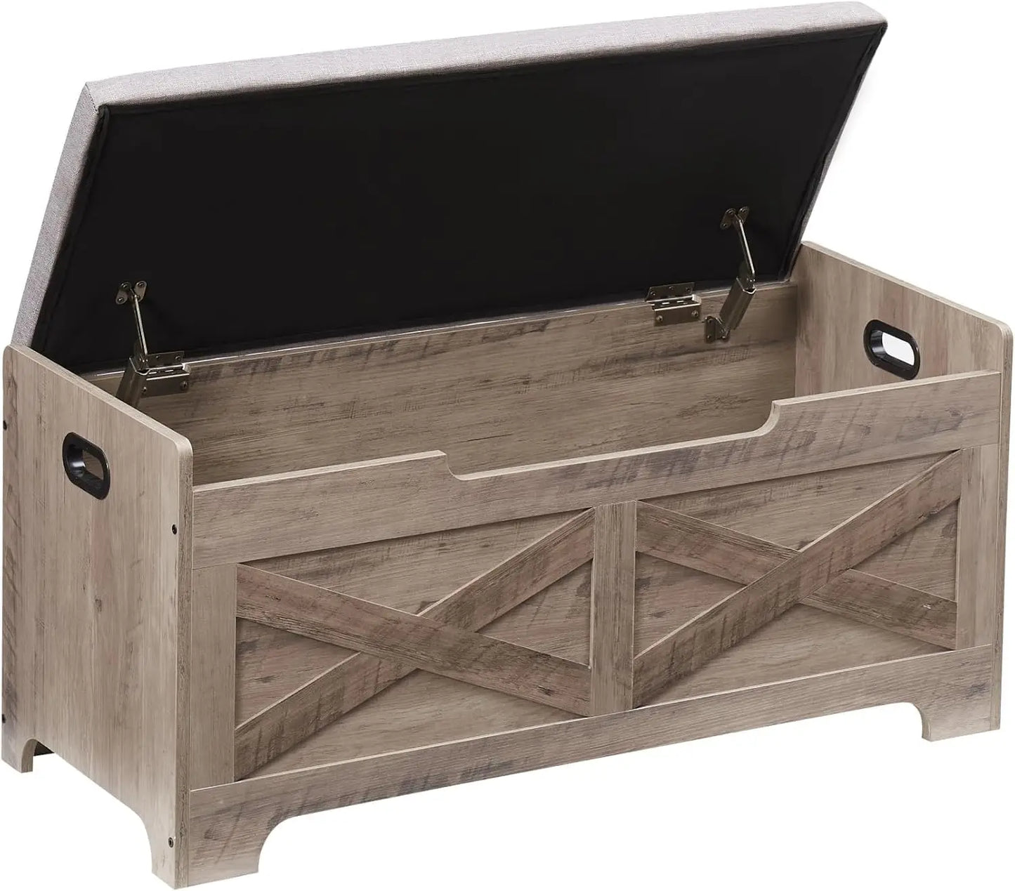 Storage Bench Storage Chest with 2 Safety Hinges Liftable top Shoe Bench Retro Wooden