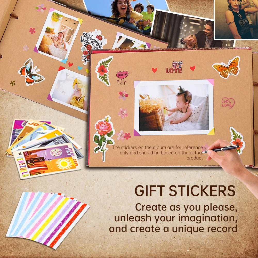 80 Pages DIY Adventure Album Handmade Scrapbook Photo Album Adventure Book Retro Kraft Album Anniversary Wedding Scrapbook