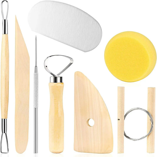 8Pcs/Set Clay Tools DIY Ceramics Molding Tools Wood Knife Pottery Tool Set Clay Sculpting Kits Carving Ceramic Tools Practical