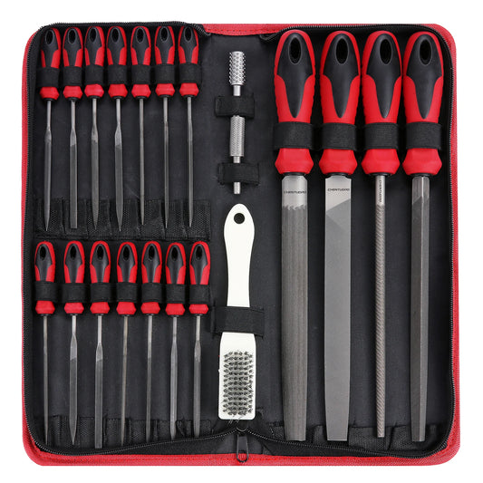 57Pcs Metal & Wood File Rasp Set, Grade T12 Forged Alloy Steel, Half-round/Round/Triangle/Flat 4pcs Large Tools, 14pcs Needle Fil