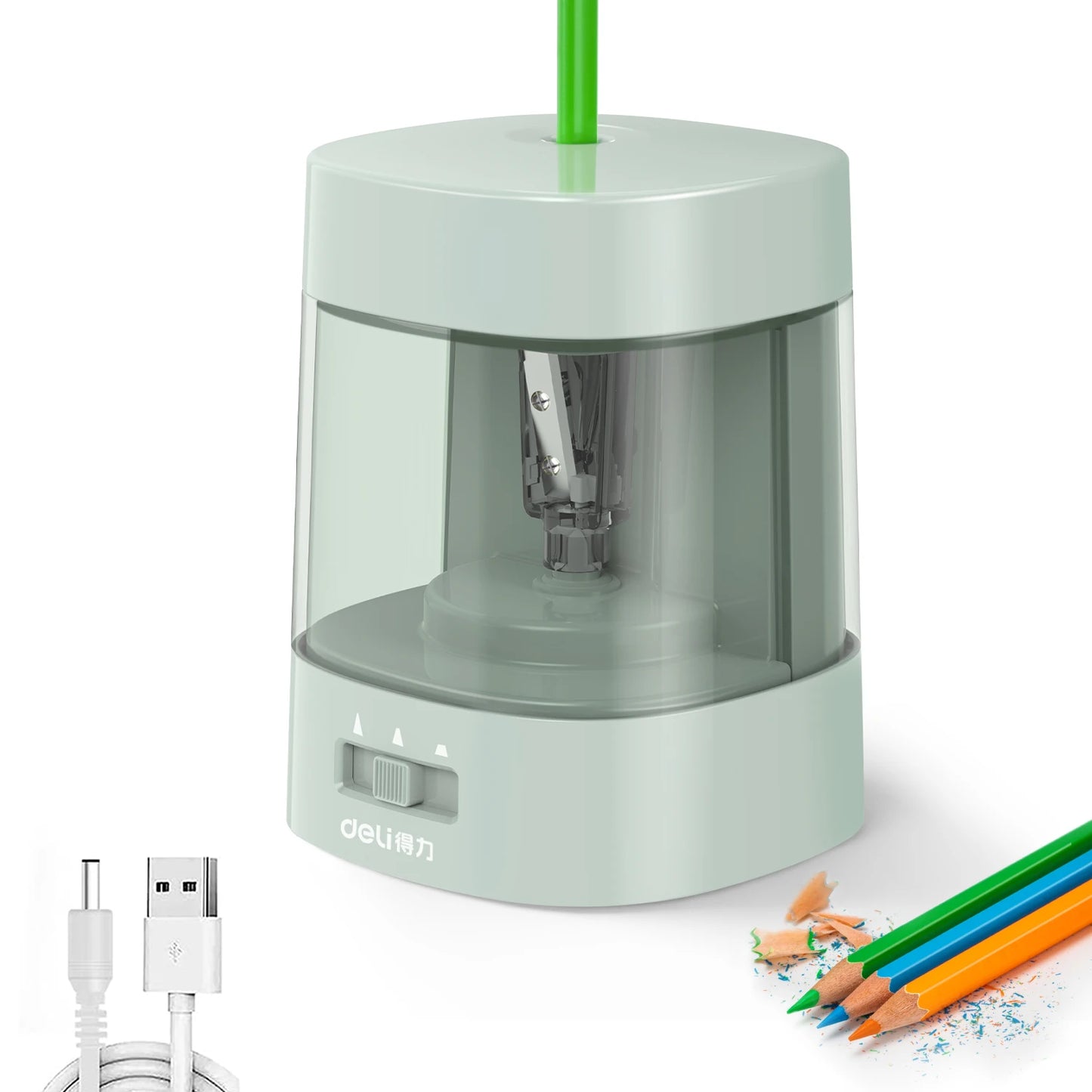 Deli Electric & Battery Pencil Sharpener, Automatic with Adjustable Thickness