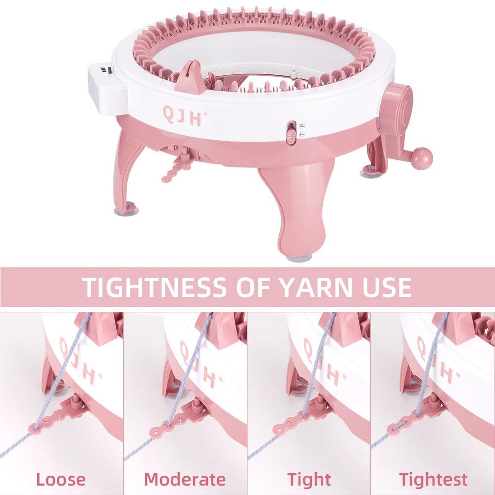 QJH 48-Needle Knitting Machine Kit | Portable,  DIY Loom for Scarves, Hats, Gloves More DIY Smart Hand Weaving Machine