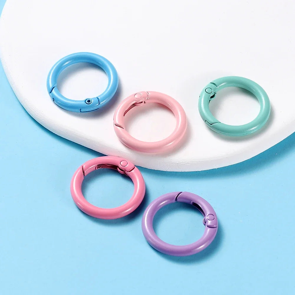 5Pcs/Lot 21 Colors Metal O Ring Spring Clasp Metal O Ring Spring ClaspKeychain Clips Hook Dog Chain DIY Jewelry Buckle Connector