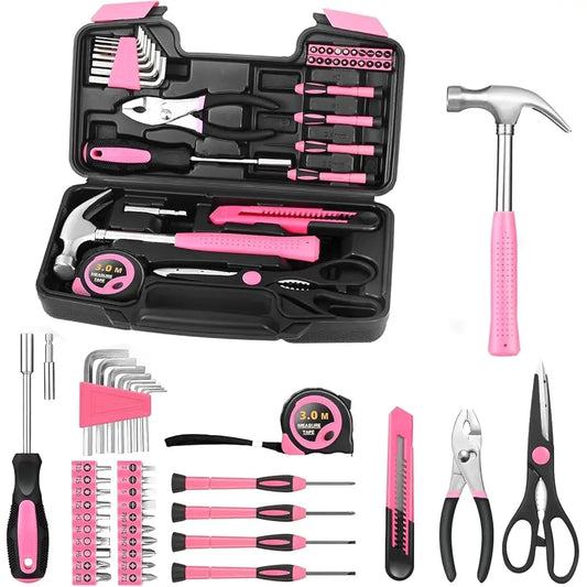 39 Piece All Purpose Basic Household Pink Tool Kit For Women - Small Tool Set With Toolbox Great For Home, Garage