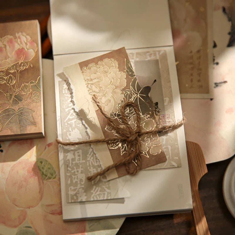 Mr. Paper Sticky Notes,  Retro Chinese Style Gold Foil Stamped, 9cm  memo pad scrapbooking