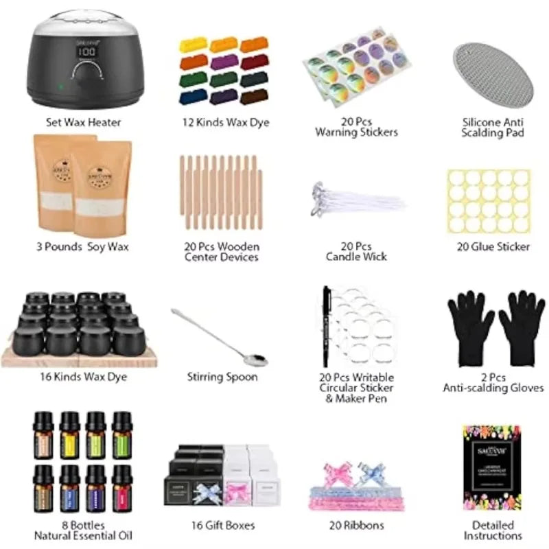 SAEUYVB Candle Making Kit Adults with Hot Plate, DIY Starter