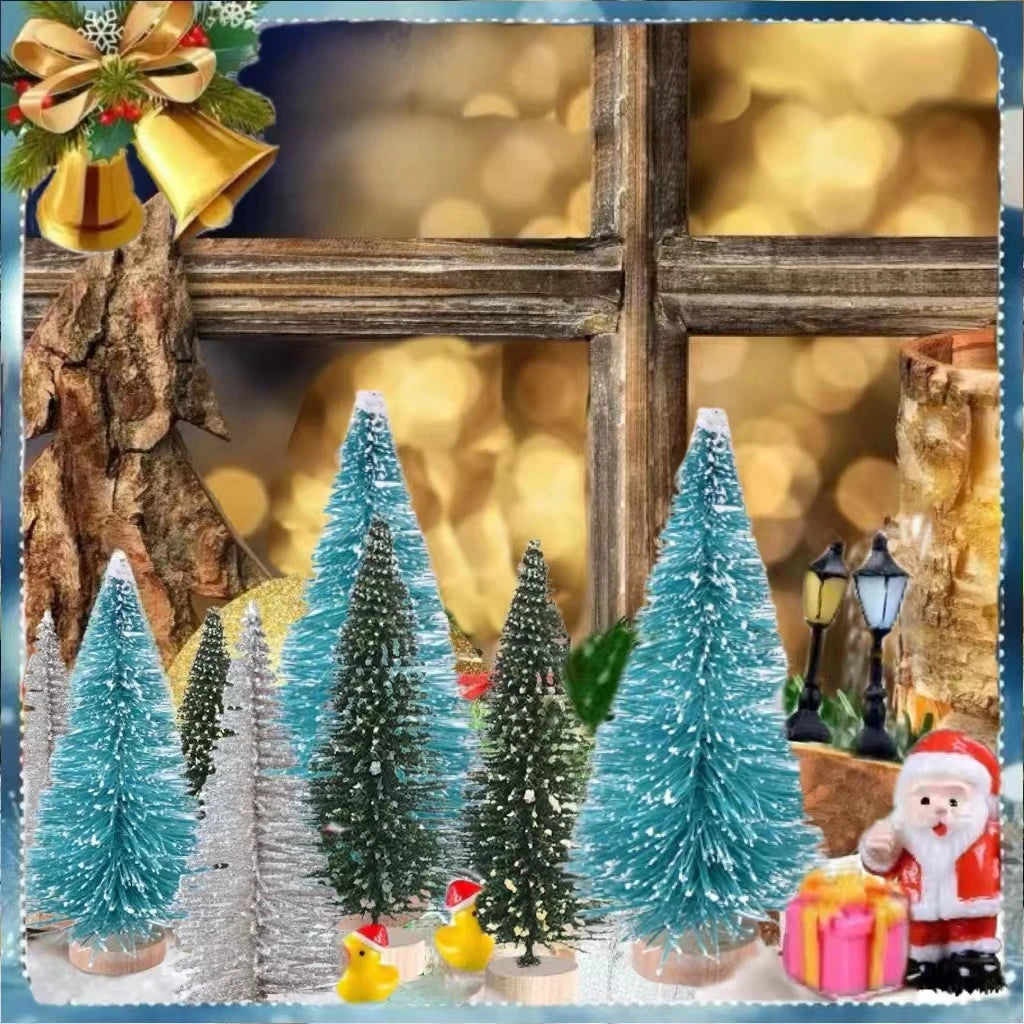 150 Christmas miniature statue Kit Garden Mini Resin Santa Snowman Snowflake House elk ornament Landscape decoration Winter tree