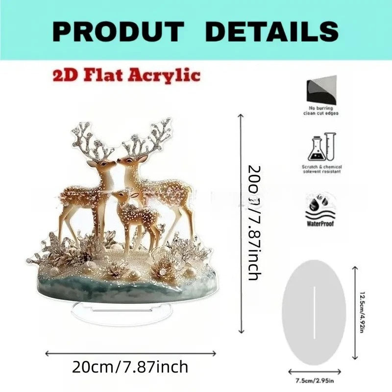 2D Acrylic Santa Claus Sleigh with Reindeer Tabletop Outdoor Decoration for Christmas 2025 Xmas Navidad Party Supplies