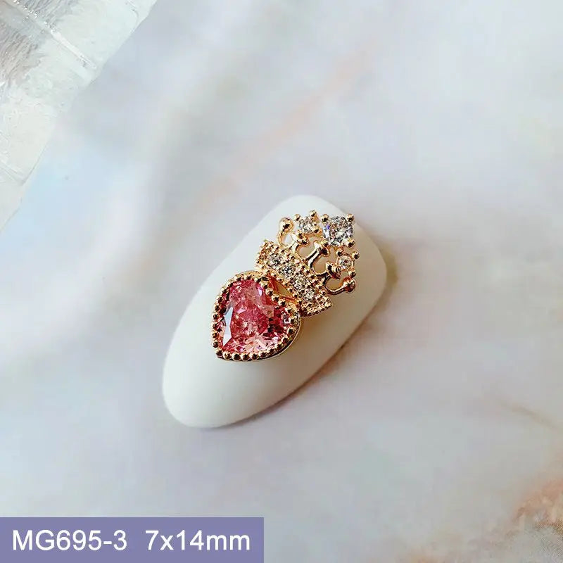 10pcs Luxury Kawaii Love Heart Pink Sailor Moon Star Nail Art Parts Zircon Manicure Nails Accesorios Supplies Decorations Charms