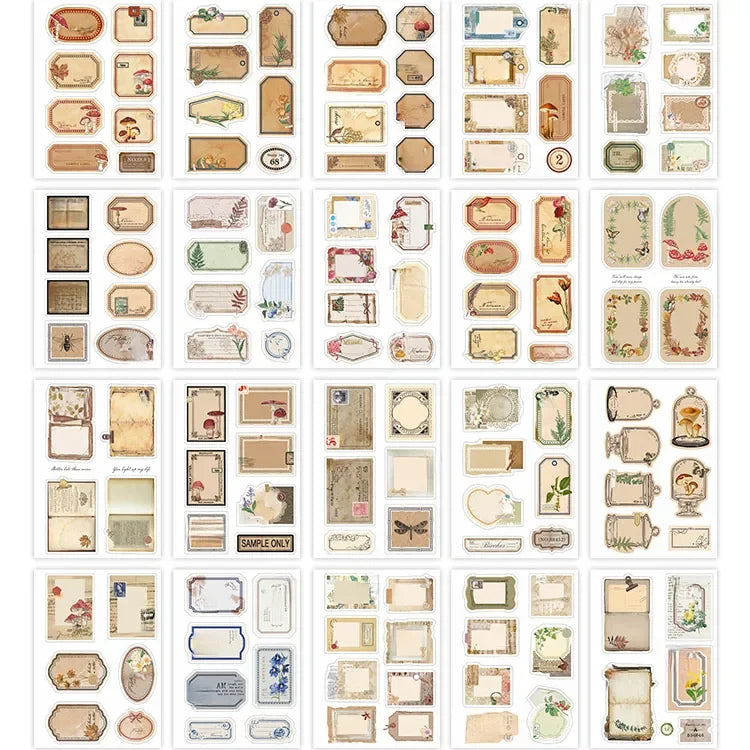 4 Styles 80pcs PET Sticker Book, Floating Clouds Over the World Vintage Aesthetic Decals for Journaling, Scrapbooking DIY Crafts