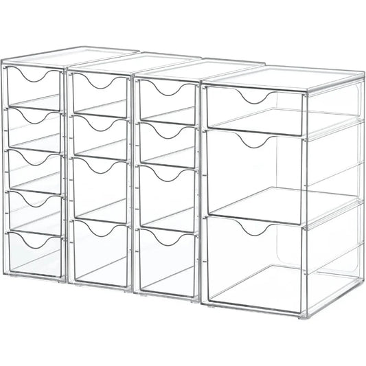 Acrylic organizer with 16 drawers (4 sets), clear storage drawers for office supplies, jewelry, crafts