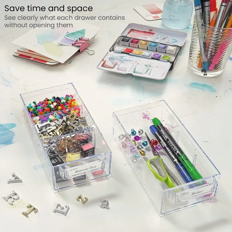 Organizer Box –Compact 20-Drawer Pens, Clips, Sewing & Craft Supplies – High-Impact Plastic,
