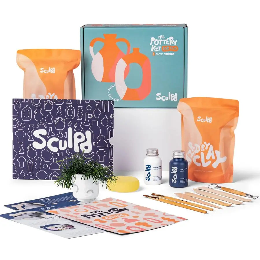 The Original Pottery Kit Complete Air Dry Clay Kit for Adults Includes Sculpting Tools, Varnish, Paint Brushes, Guides, Arts amp