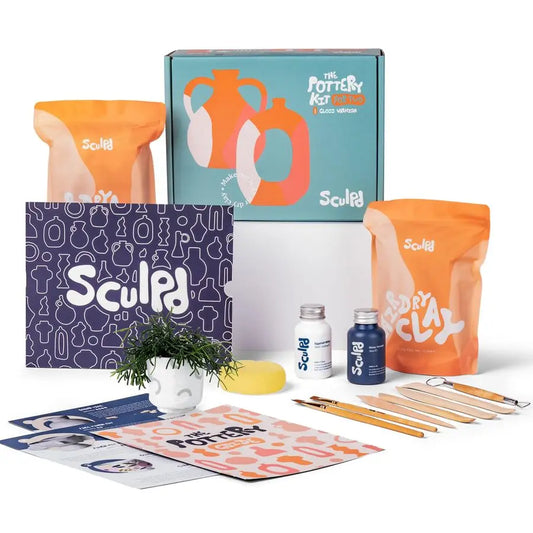 The Original Pottery Kit Complete Air Dry Clay Kit for Adults Includes Sculpting Tools, Varnish, Paint Brushes, Guides, Arts amp