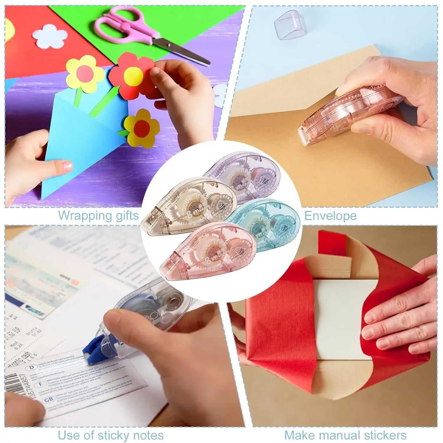 4 packs of double-sided tape rollers, scrapbooking supplies, craft tape rollers, scrapbooking double-sided tape rollers