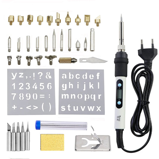 Wood Burning Carving Pyrography Pen Kit Adjustable Temperature Electric Soldering Iron Welding Wood Embossing Burning Tool