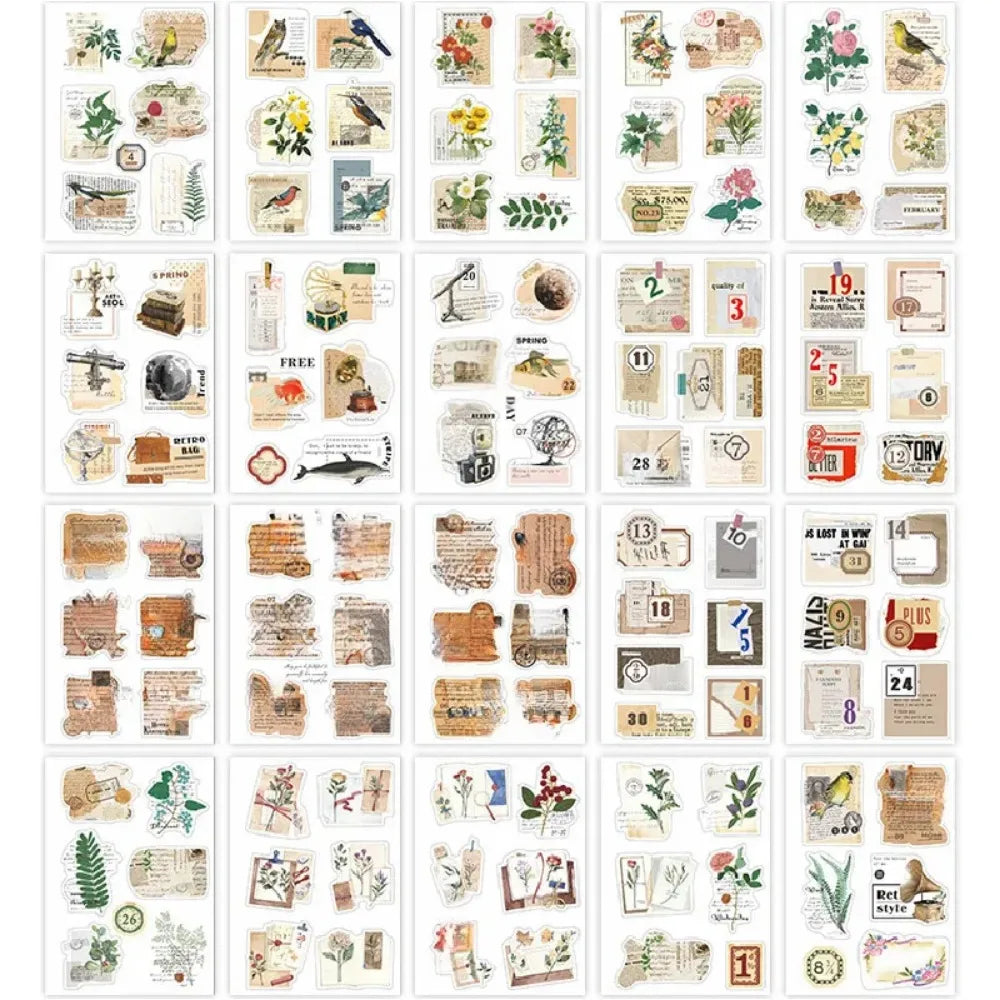 4 Styles 80pcs PET Sticker Book, Floating Clouds Over the World Vintage Aesthetic Decals for Journaling, Scrapbooking DIY Crafts
