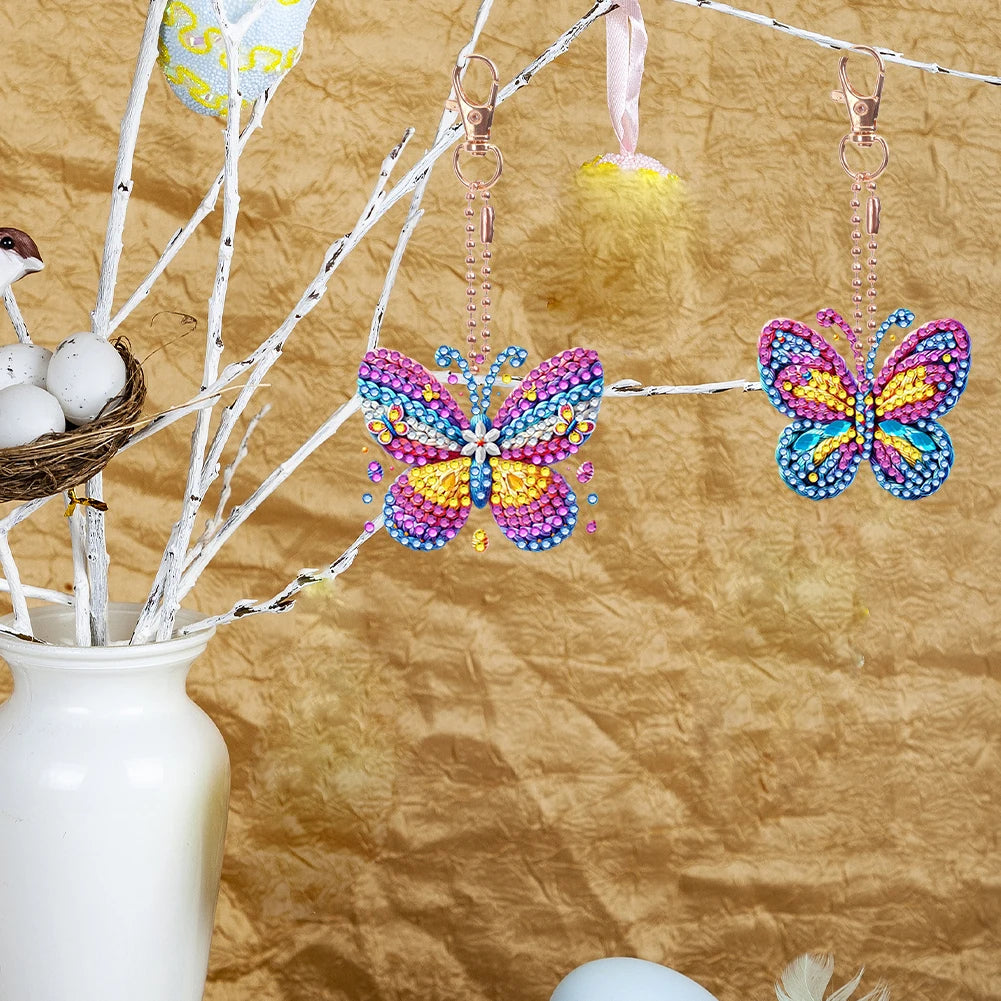 6Pcs Double Sided Special Shape Easter Series Diamond Painting Keychain Diamond Painting Art Keychain Pendant for Party Supplies