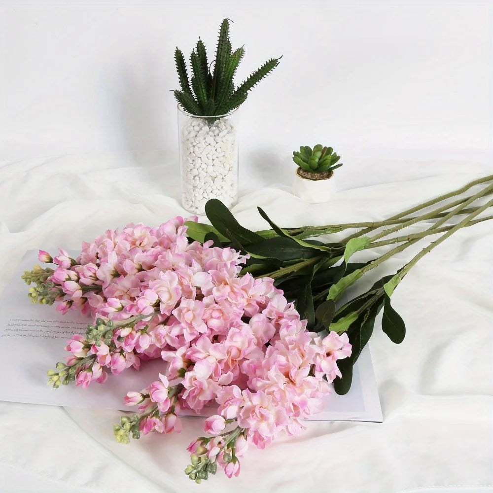 6PCS Artificial Flowers Snapdragon Antirrhinum Flowers 31.50'' Larkspur Fake Flower