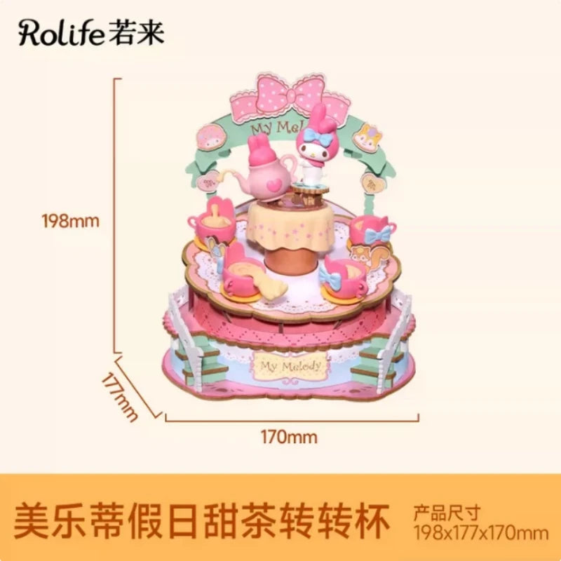 Rolife Sanrio Super World Series Buckle Assembly Hello Kitty Cinnamoroll Room Lighting Model Desktop Decoration Gift Kuromi