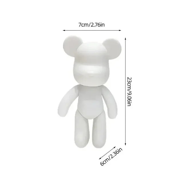 DIY Graffiti Painted Fluid Violent Bear White Body Ornaments Model Creative Home Desktop Decorations Handmade Doll Figurine Toys
