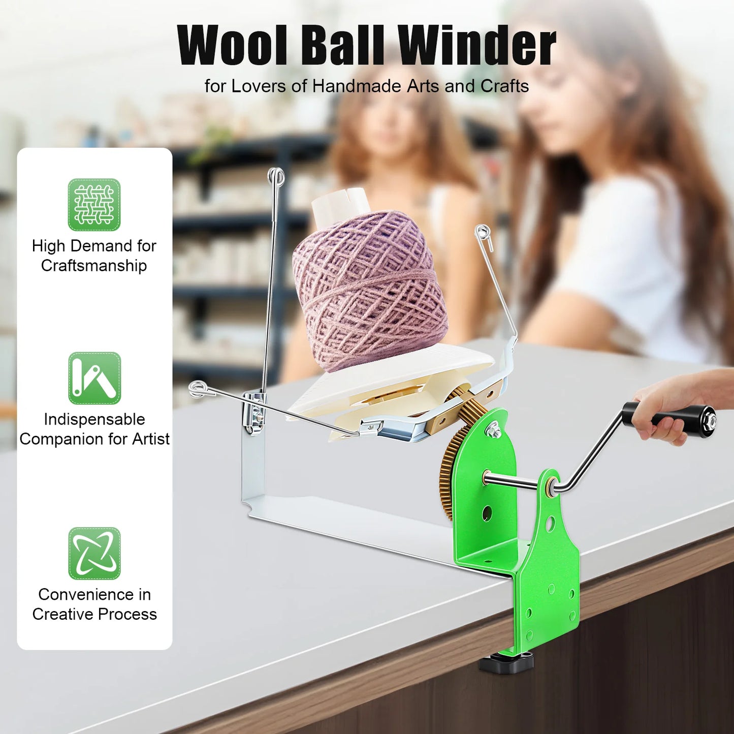 Large Capacity Yarn Winder, Hand Operated Yarn Baller, Metal Yarn Ball Winder,Fiber/Wool/String Ball Winder, for Crocheting