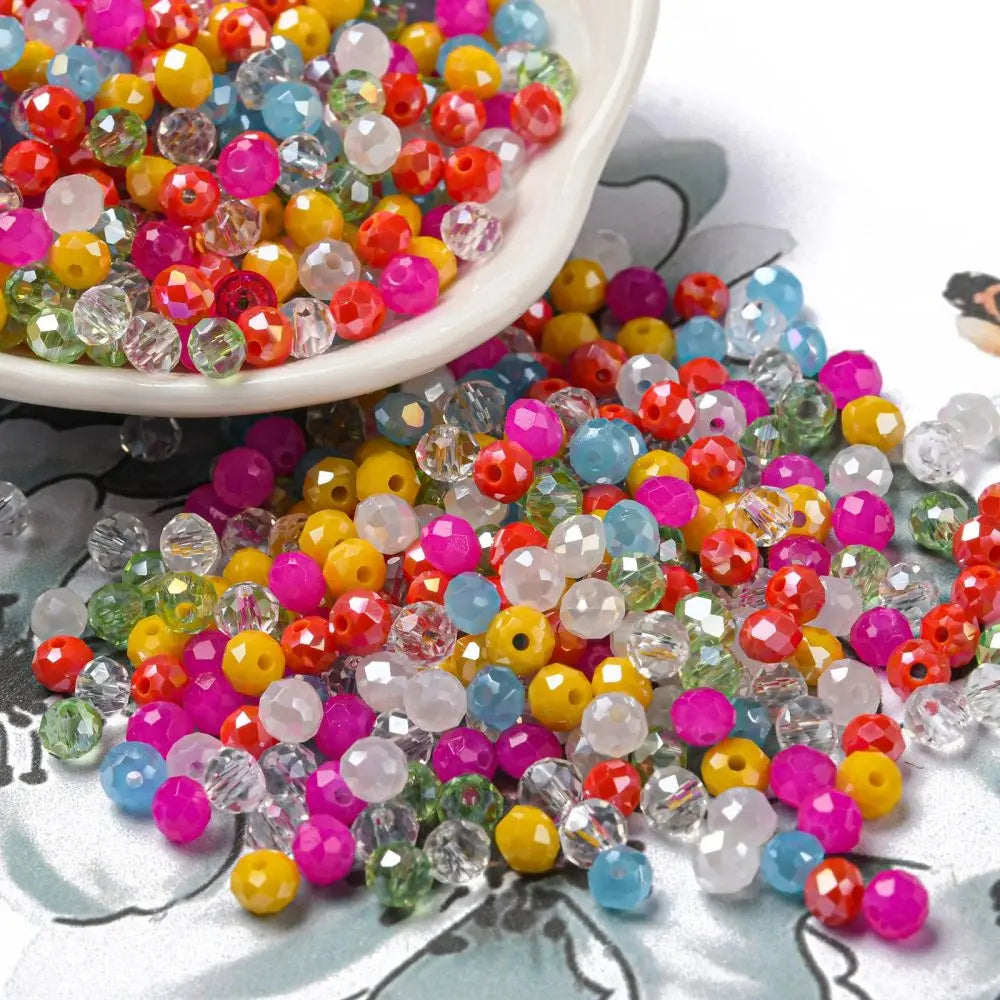 about 60g Faceted Glass Beads 4mm 6mm Rondelle Spacer Loose Beads for Earring Bracelet Necklace Jewelry DIY Craft Making