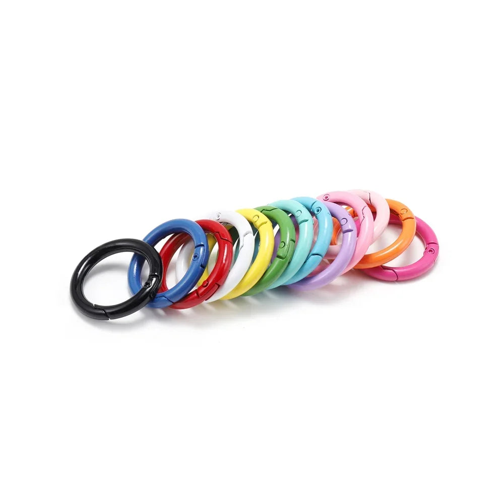 5Pcs/Lot 21 Colors Metal O Ring Spring Clasp Metal O Ring Spring ClaspKeychain Clips Hook Dog Chain DIY Jewelry Buckle Connector
