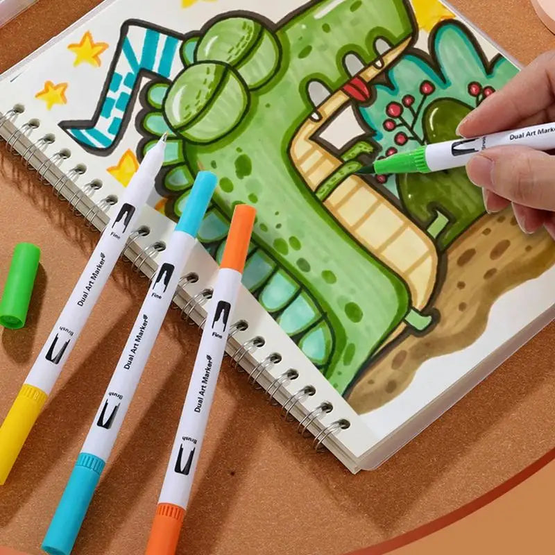 Brush Marker Pens Washable Artist Fine & Brush Pen Water Based Cards Drawing Craft Kit For Christmas Cards Drawing Hand