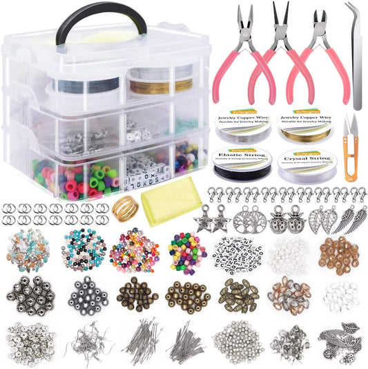 1171pcs Ultimate DIY Jewelry Making Kit - Beads, Jewelry Charms, Findings, Spacer Beads, Wire, Cord, Pliers,