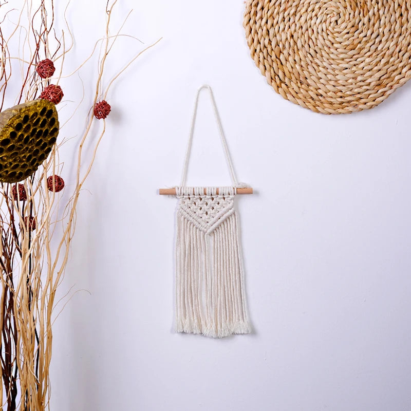 Handmade Knitting Mini Tapestry Macrame Kit With Tutorial for Beginner DIY Tassel Tapestries For Home Wall Decoration Woven Kit