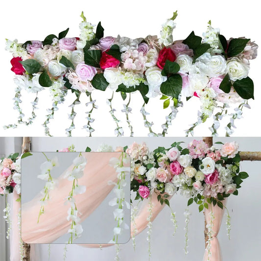 Artificial Silk   3D Flowers, Includes Rose, Peony, Green Ball, Bean Vine