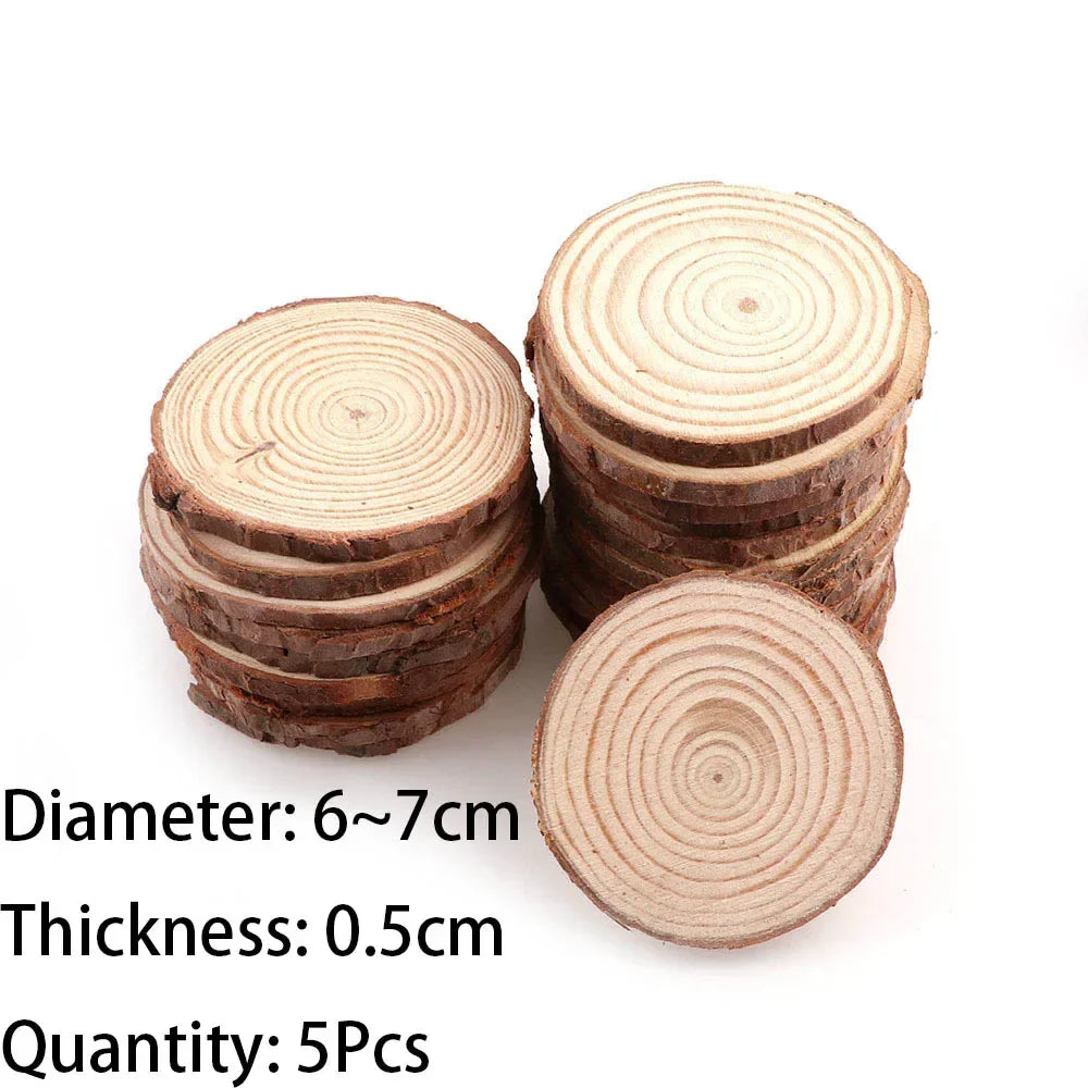 3-16CM/1-10pcsThick Natural Pine Round Unfinished Wood Slices Circles With Tree Bark Log Discs DIY Crafts Wedding Party Painting
