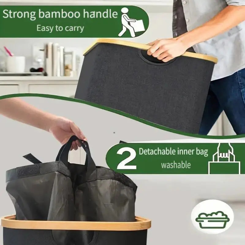 Foldable with lid, detachable double compartment, large capacity Oxford canvas  storage box