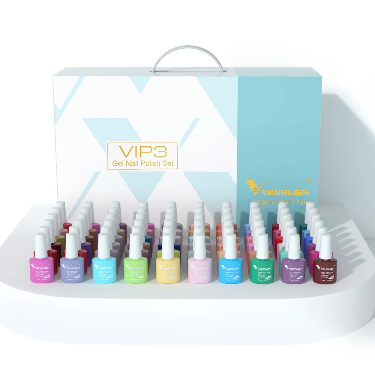 1Set VENALISA VIP Kit Whole Set Nail Gel Polish with Color Display For New Learner Nail Maincure Gel Varnish Branded Suitcase