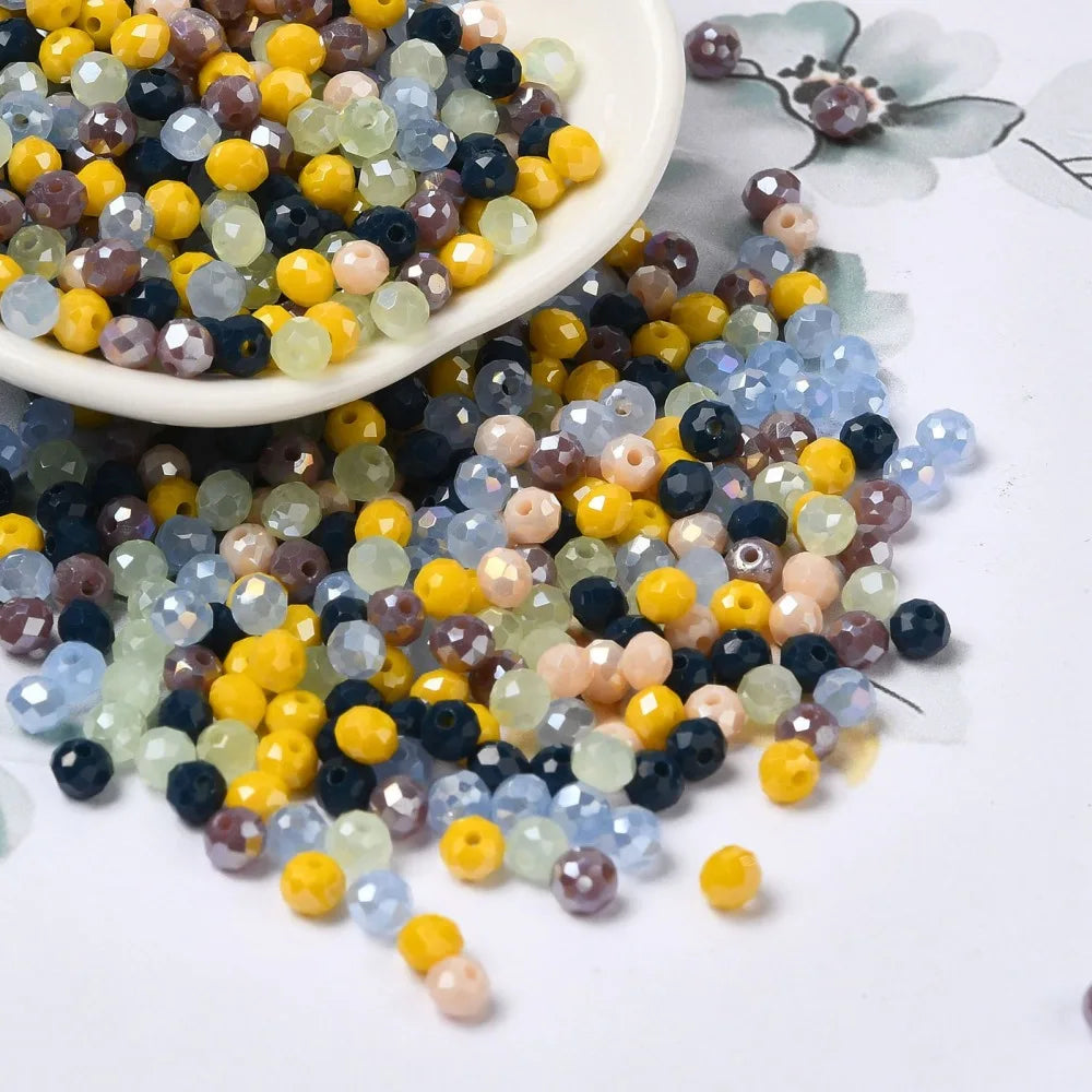about 60g Faceted Glass Beads 4mm 6mm Rondelle Spacer Loose Beads for Earring Bracelet Necklace Jewelry DIY Craft Making