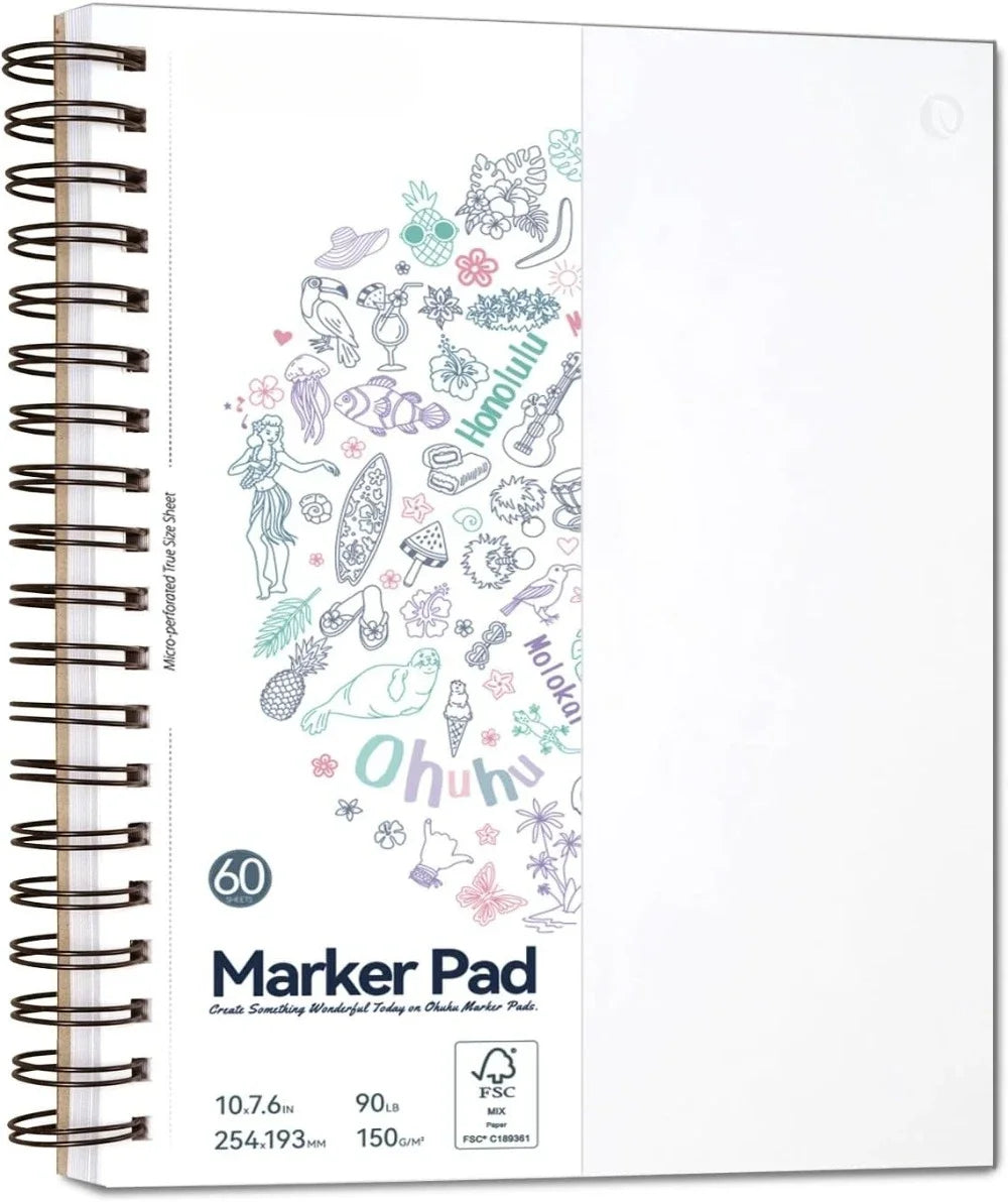Double-sided marker pad art sketchbook impermeable - 7"x10" large paper size - 90LB/150GSM smooth drawing paper
