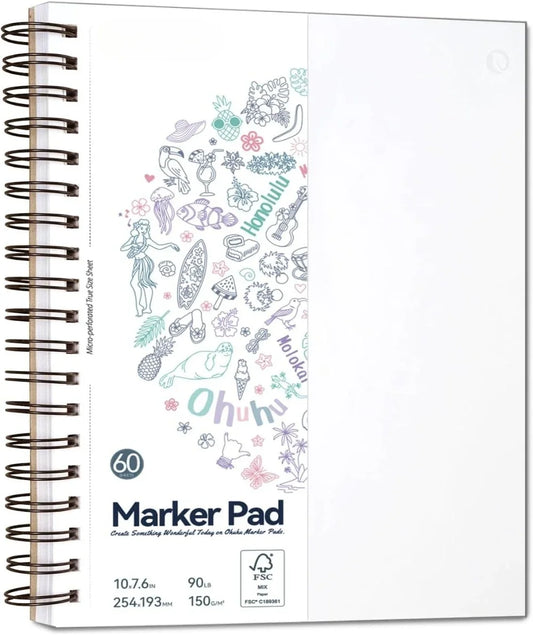 Double-sided marker pad art sketchbook impermeable - 7"x10" large paper size - 90LB/150GSM smooth drawing paper