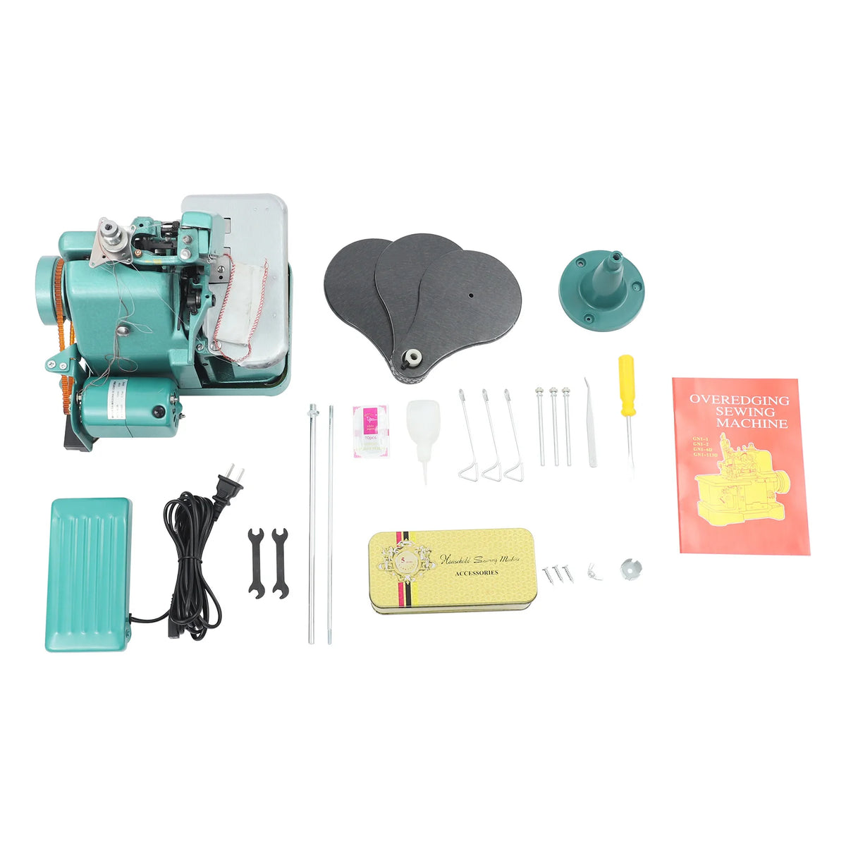 Ove150W 110V Over lock Machine, edging Sewing Machine for Overlooking on Fabrics Such As Cotton, Wool, Synthetic Fibers