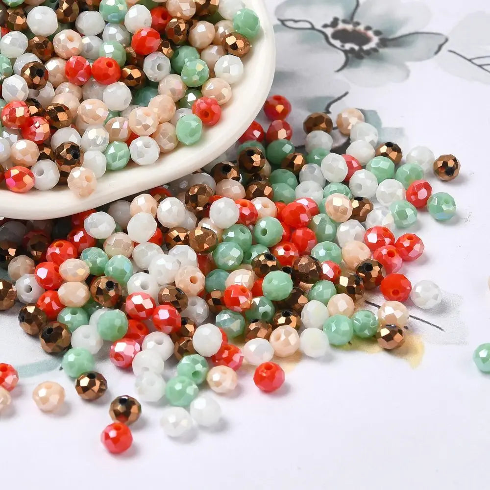 about 60g Faceted Glass Beads 4mm 6mm Rondelle Spacer Loose Beads for Earring Bracelet Necklace Jewelry DIY Craft Making