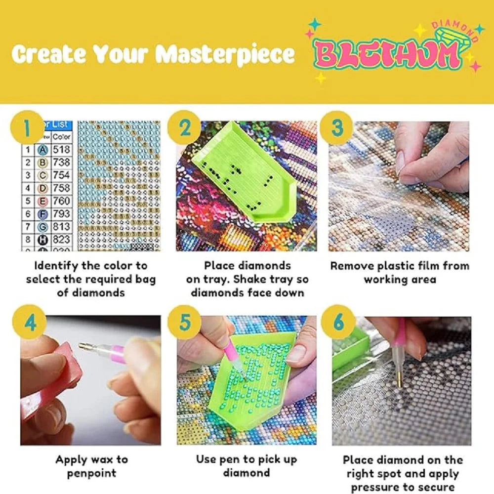 5D DIY Fairy Dust Full Diamond Painting Kit Landscape Diamond Mosaic Waterfall Embroidery Tree Fantasy Wall Decor Painting