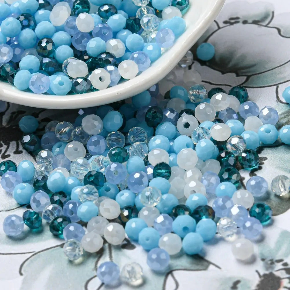 about 60g Faceted Glass Beads 4mm 6mm Rondelle Spacer Loose Beads for Earring Bracelet Necklace Jewelry DIY Craft Making