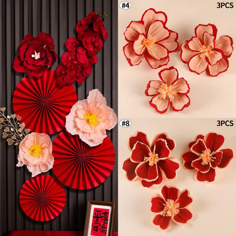 Chinese New Year 2026 Decoration Wall Hanging Decor Paper Folding Fan Sticker Wedding Party Decoration Spring Festival Supplies